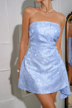 Solid Off Shoulder Strapless Satin Short Dress | Mixtshop LLC