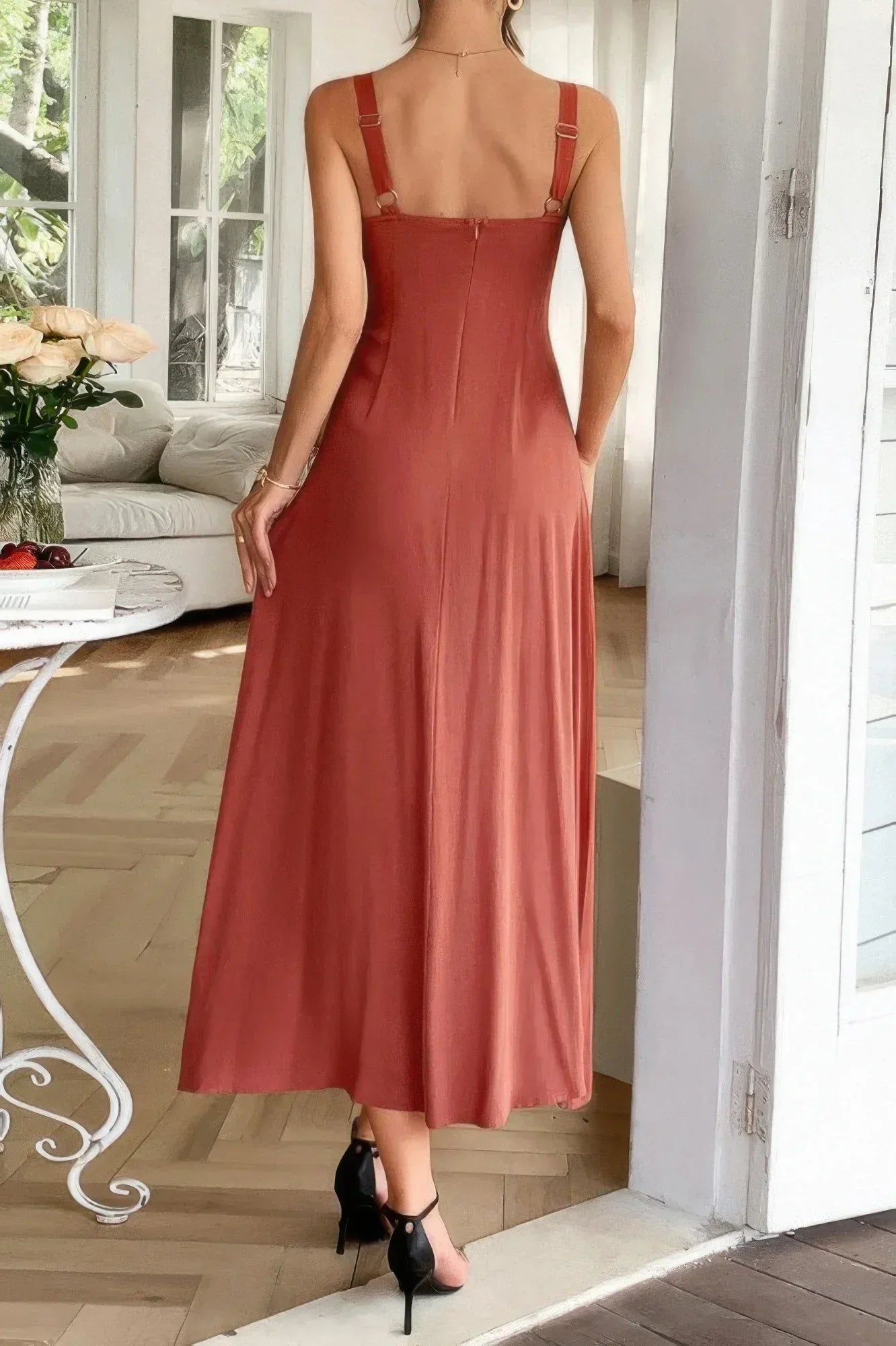Strip Contrast Binding Linen Blend Cami Dress | Mixtshop LLC