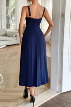 Strip Contrast Binding Linen Blend Cami Dress | Mixtshop LLC