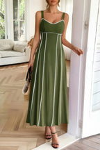 Strip Contrast Binding Linen Blend Cami Dress | Mixtshop LLC