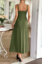 Strip Contrast Binding Linen Blend Cami Dress | Mixtshop LLC