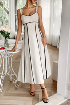 Strip Contrast Binding Linen Blend Cami Dress | Mixtshop LLC