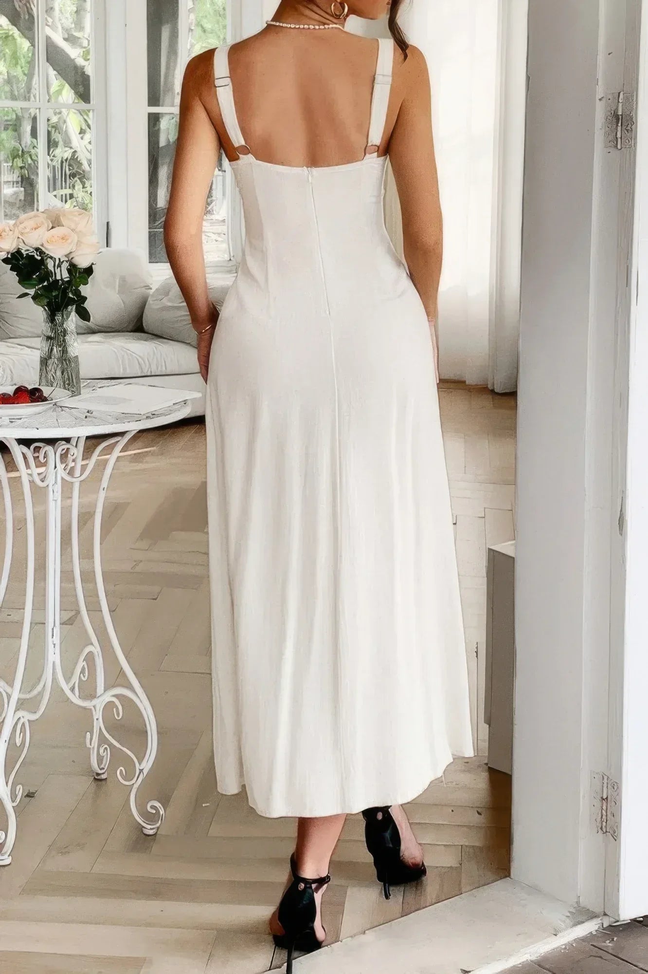 Strip Contrast Binding Linen Blend Cami Dress | Mixtshop LLC