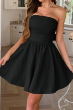 Solid Off Shoulder Tube Elastic Waist Dress | Mixtshop LLC