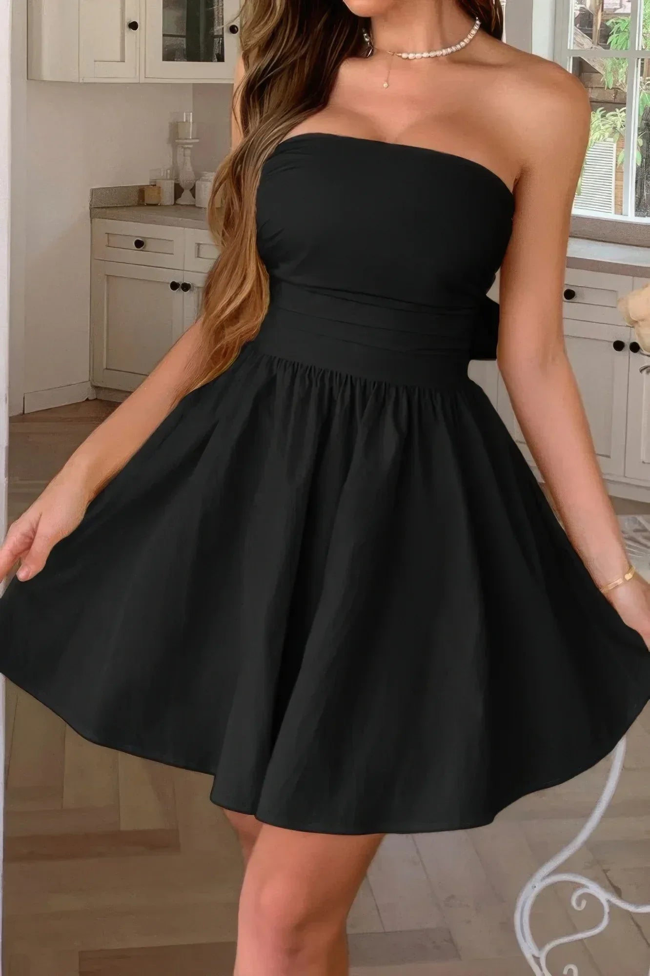 Solid Off Shoulder Tube Elastic Waist Dress | Mixtshop LLC