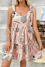Abstract Printed Round Neck Pockets A-line Dress | Mixtshop LLC