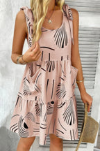 Abstract Printed Round Neck Pockets A-line Dress | Mixtshop LLC