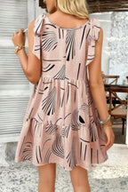 Abstract Printed Round Neck Pockets A-line Dress | Mixtshop LLC