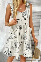 Abstract Printed Round Neck Pockets A-line Dress | Mixtshop LLC