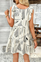 Abstract Printed Round Neck Pockets A-line Dress | Mixtshop LLC