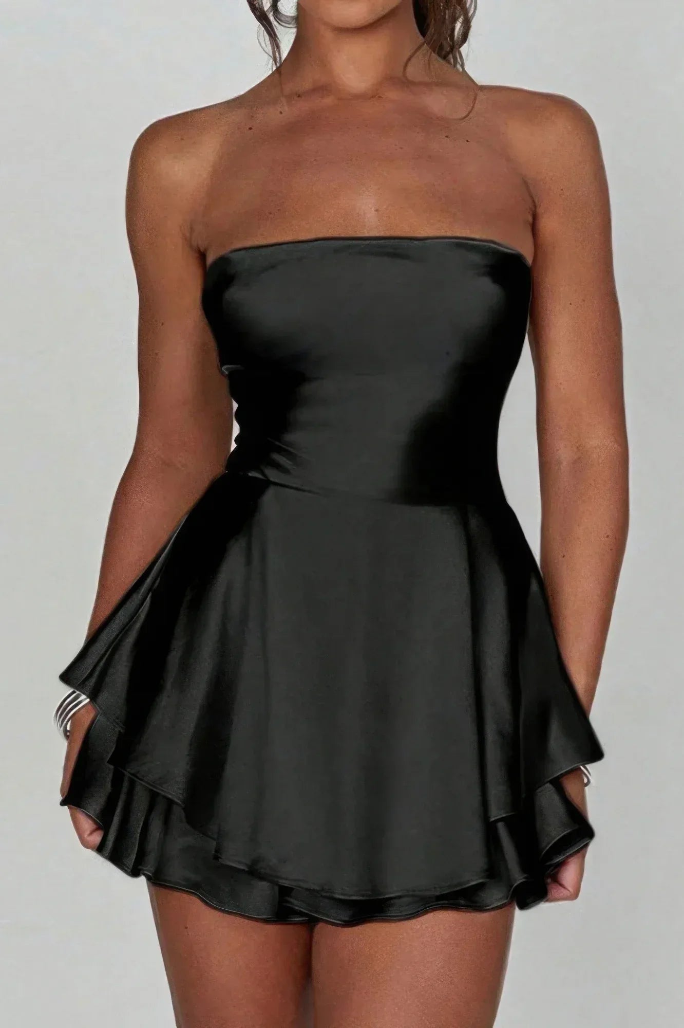 Solid Backless Lace Up Tube Fit Mini Dress | Mixtshop LLC Main image