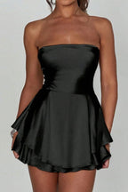 Solid Backless Lace Up Tube Fit Mini Dress | Mixtshop LLC