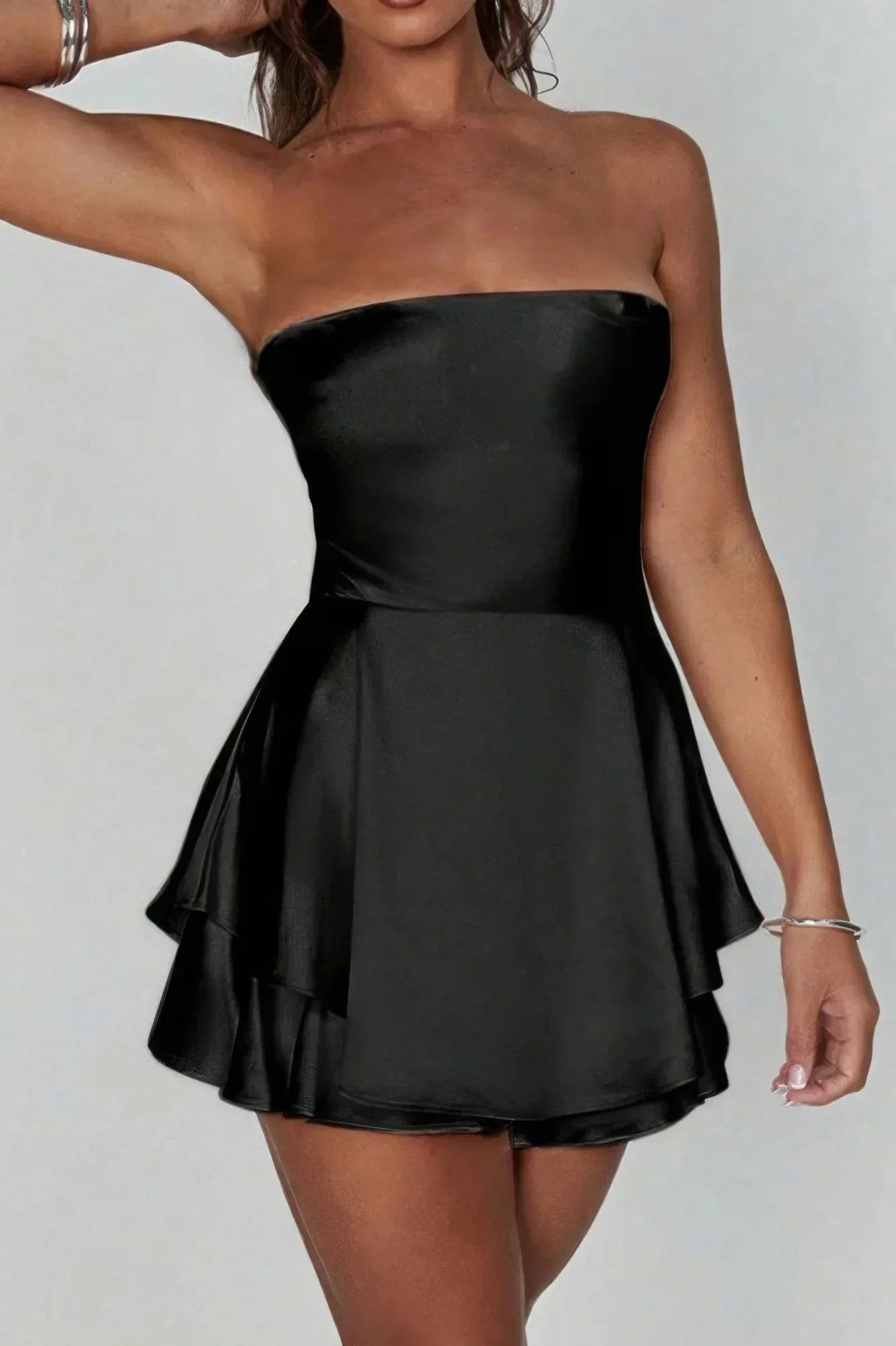 Solid Backless Lace Up Tube Fit Mini Dress Secondary image