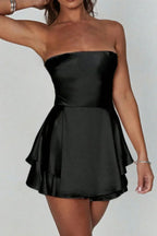 Solid Backless Lace Up Tube Fit Mini Dress | Mixtshop LLC