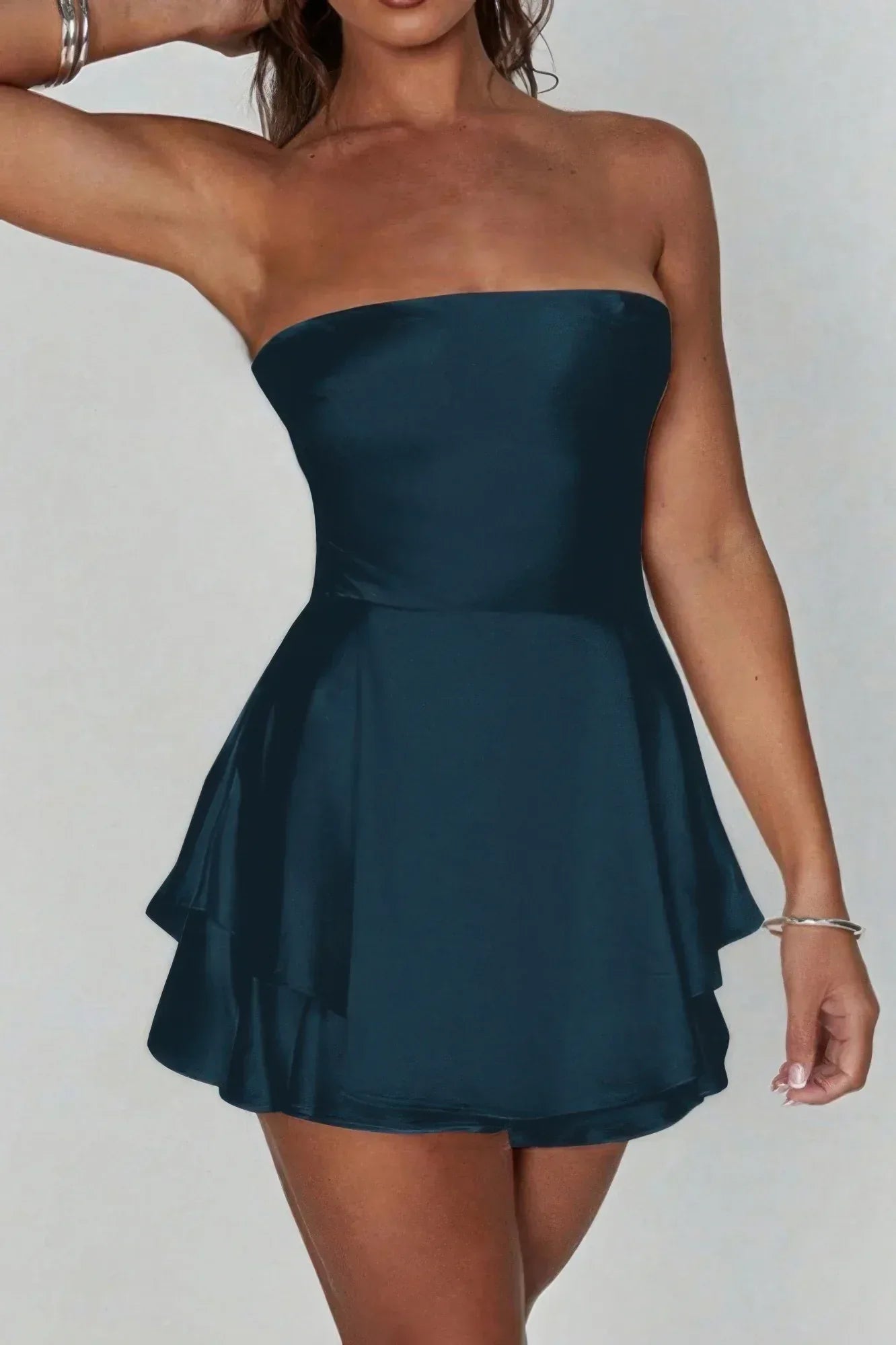Solid Backless Lace Up Tube Fit Mini Dress | Mixtshop LLC