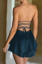 Solid Backless Lace Up Tube Fit Mini Dress | Mixtshop LLC
