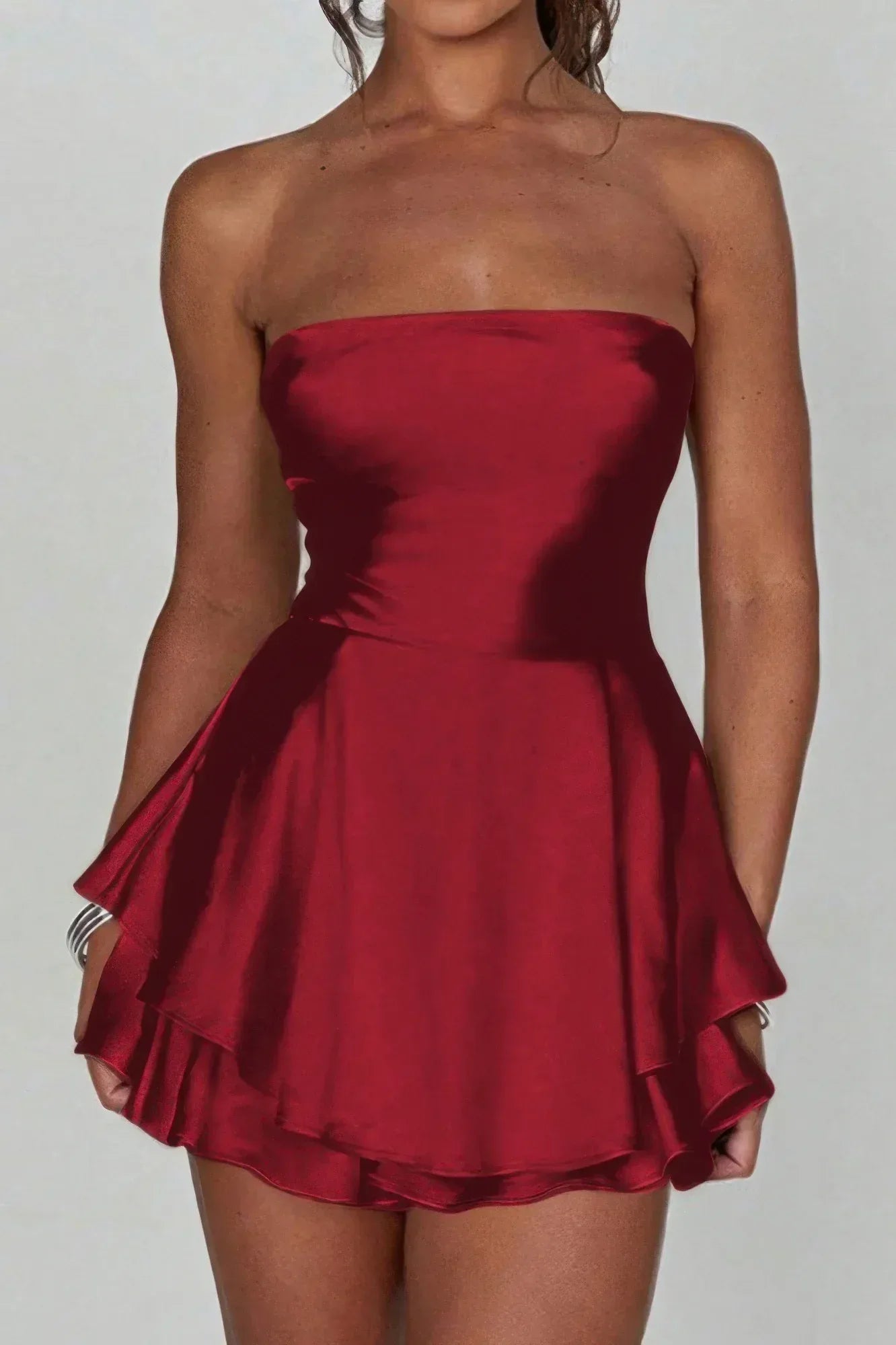 Solid Backless Lace Up Tube Fit Mini Dress | Mixtshop LLC