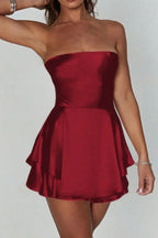 Solid Backless Lace Up Tube Fit Mini Dress | Mixtshop LLC