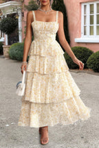 Floral Sleeveless Tie Back Tiered Full Dress | Mixtshop LLC