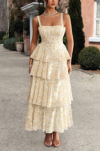 Floral Sleeveless Tie Back Tiered Full Dress | Mixtshop LLC