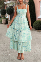 Floral Sleeveless Tie Back Tiered Full Dress | Mixtshop LLC