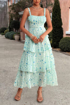 Floral Sleeveless Tie Back Tiered Full Dress | Mixtshop LLC