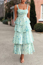 Floral Sleeveless Tie Back Tiered Full Dress | Mixtshop LLC