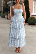 Floral Sleeveless Tie Back Tiered Full Dress | Mixtshop LLC