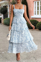 Floral Sleeveless Tie Back Tiered Full Dress | Mixtshop LLC