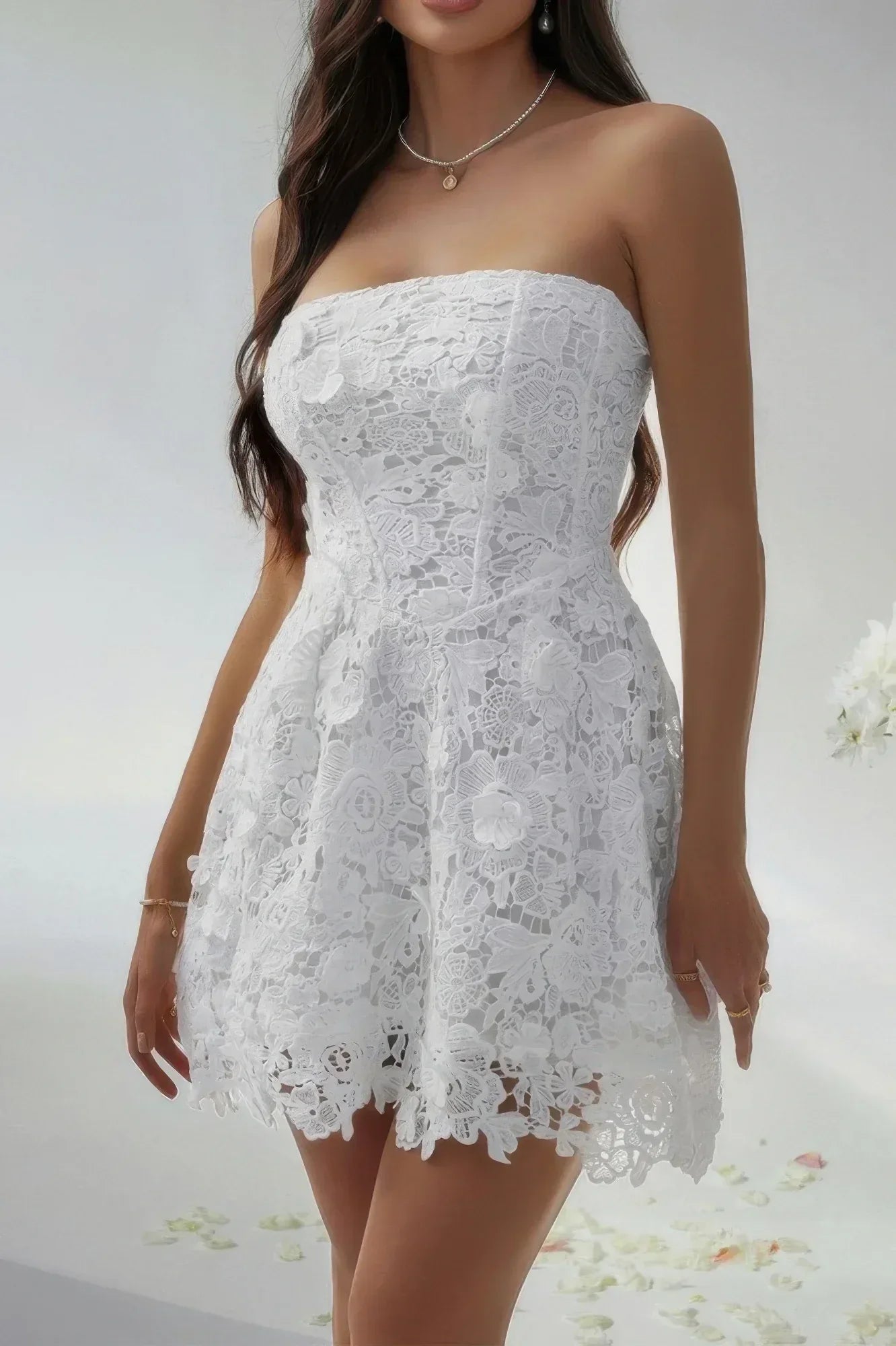 Solid Lace Up Lace Mini Fit Tube Dress | Mixtshop LLC Main image