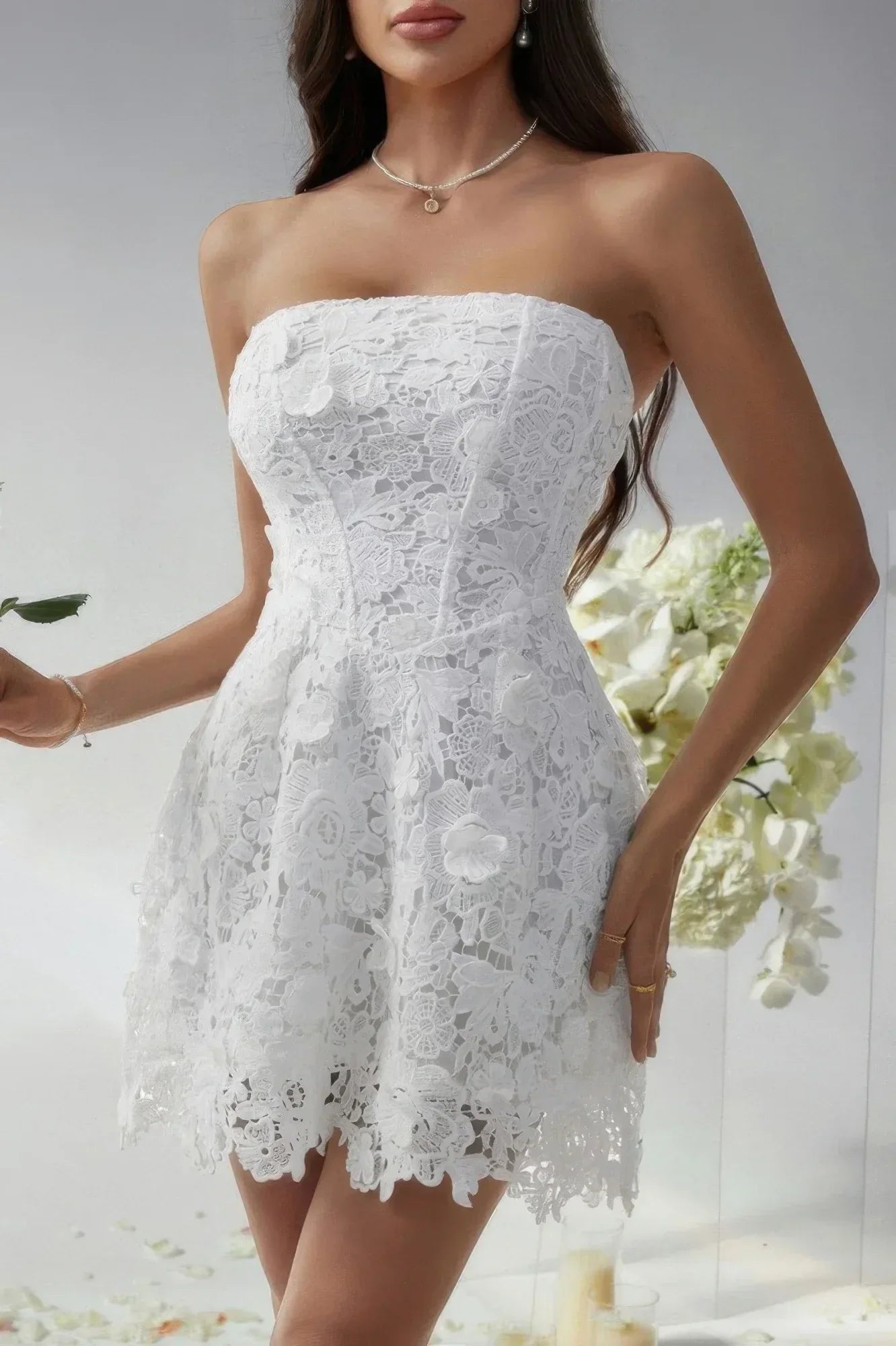 Solid Lace Up Lace Mini Fit Tube Dress | Mixtshop LLC