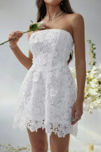 Solid Lace Up Lace Mini Fit Tube Dress | Mixtshop LLC