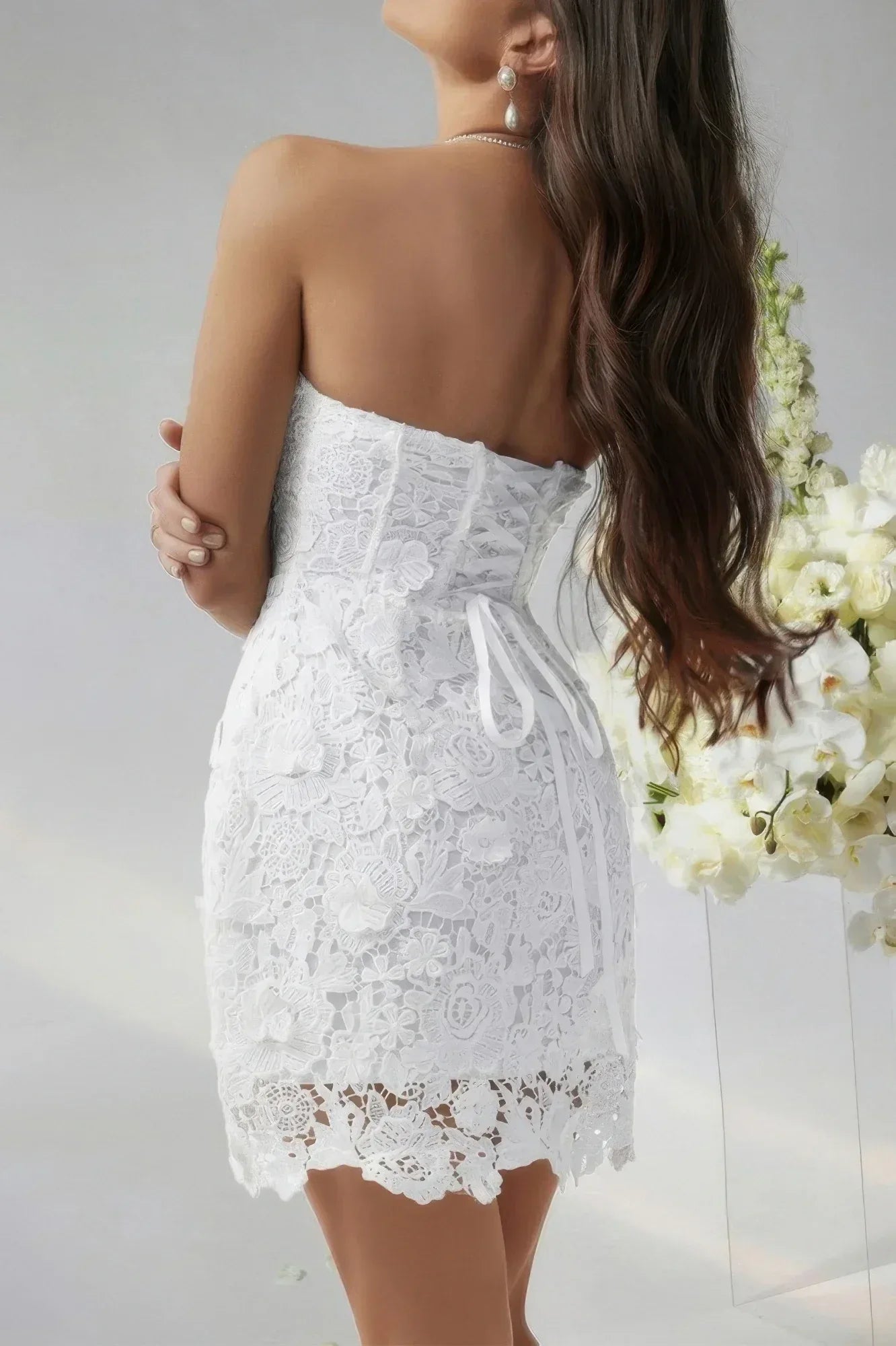 Solid Lace Up Lace Mini Fit Tube Dress | Mixtshop LLC