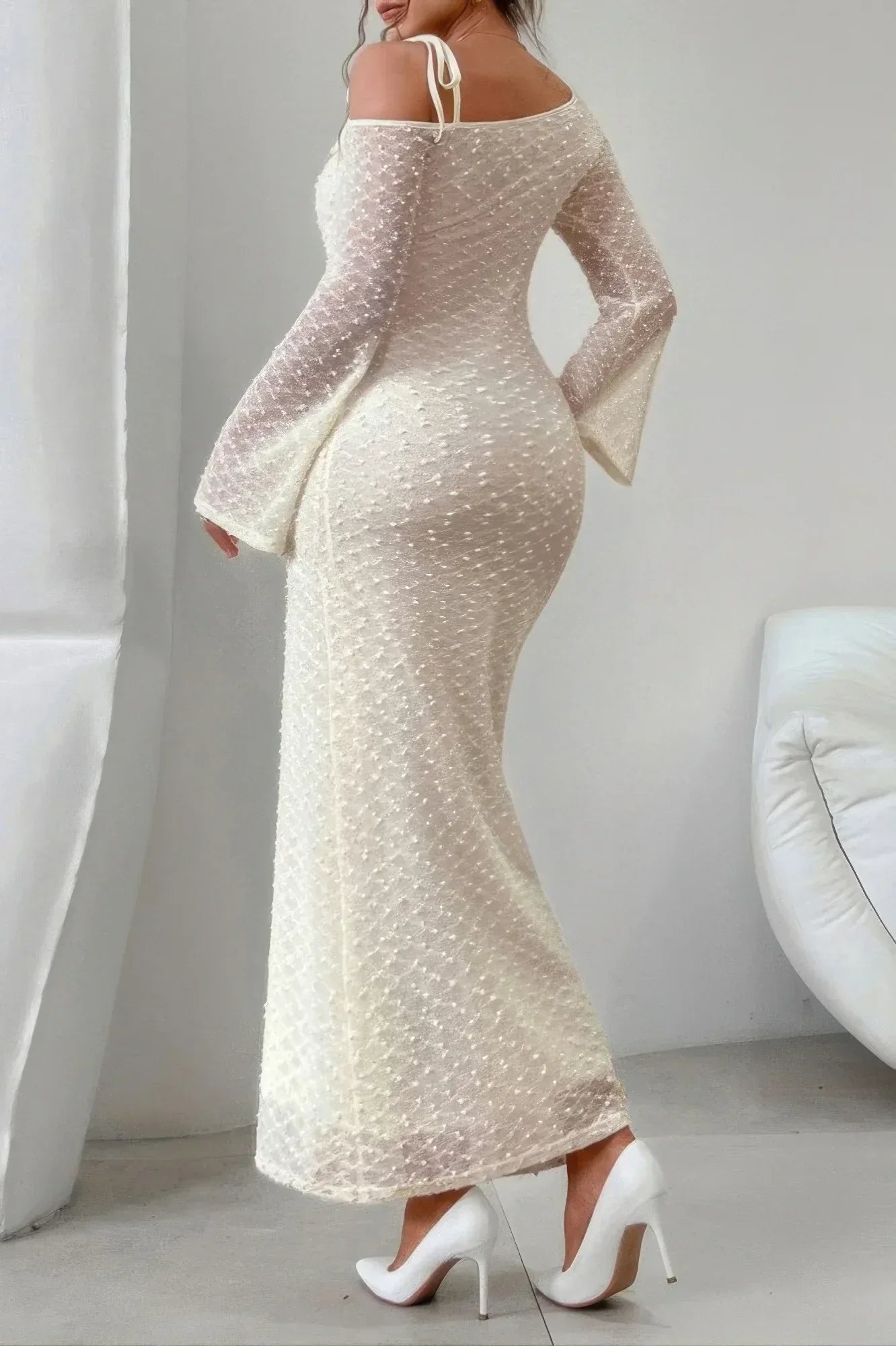 Solid Off Shoulder Bodycon Long Sleeve Dress | Mixtshop LLC