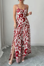 Floral Print High Waist Split Wide Leg Fit Jumpsuit | Mixtshop LLC