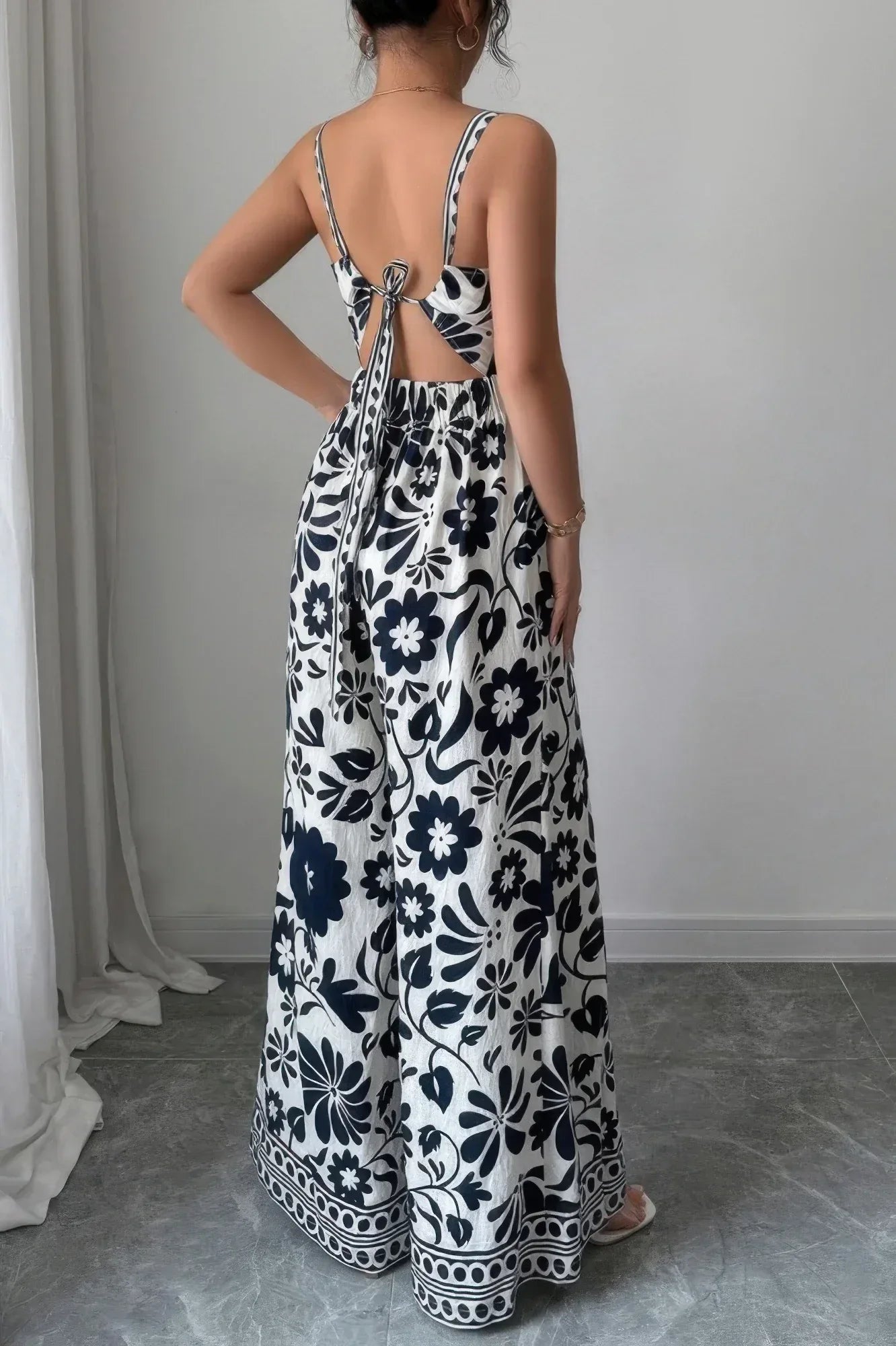 Floral Print High Waist Split Wide Leg Fit Jumpsuit | Mixtshop LLC