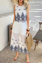 Twp Pieces Tile Inspired Embroidery Sleeveless Set | Mixtshop LLC