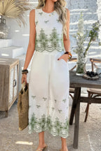 Twp Pieces Tile Inspired Embroidery Sleeveless Set | Mixtshop LLC