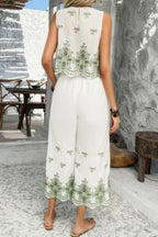 Twp Pieces Tile Inspired Embroidery Sleeveless Set | Mixtshop LLC