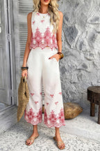 Twp Pieces Tile Inspired Embroidery Sleeveless Set | Mixtshop LLC