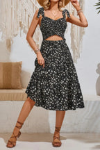 Square Neck Leopard Cut Out Elastic Waist Dress | Mixtshop LLC