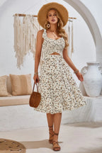 Square Neck Leopard Cut Out Elastic Waist Dress | Mixtshop LLC