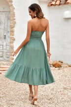 Solid Off Shoulder Elasit Waist Ruffle Dress | Mixtshop LLC