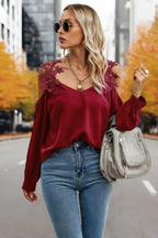 Contrast Low Back Lace Cold Shoulder Top | Mixtshop LLC