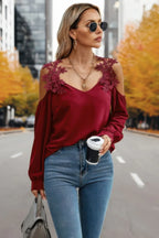 Contrast Low Back Lace Cold Shoulder Top | Mixtshop LLC