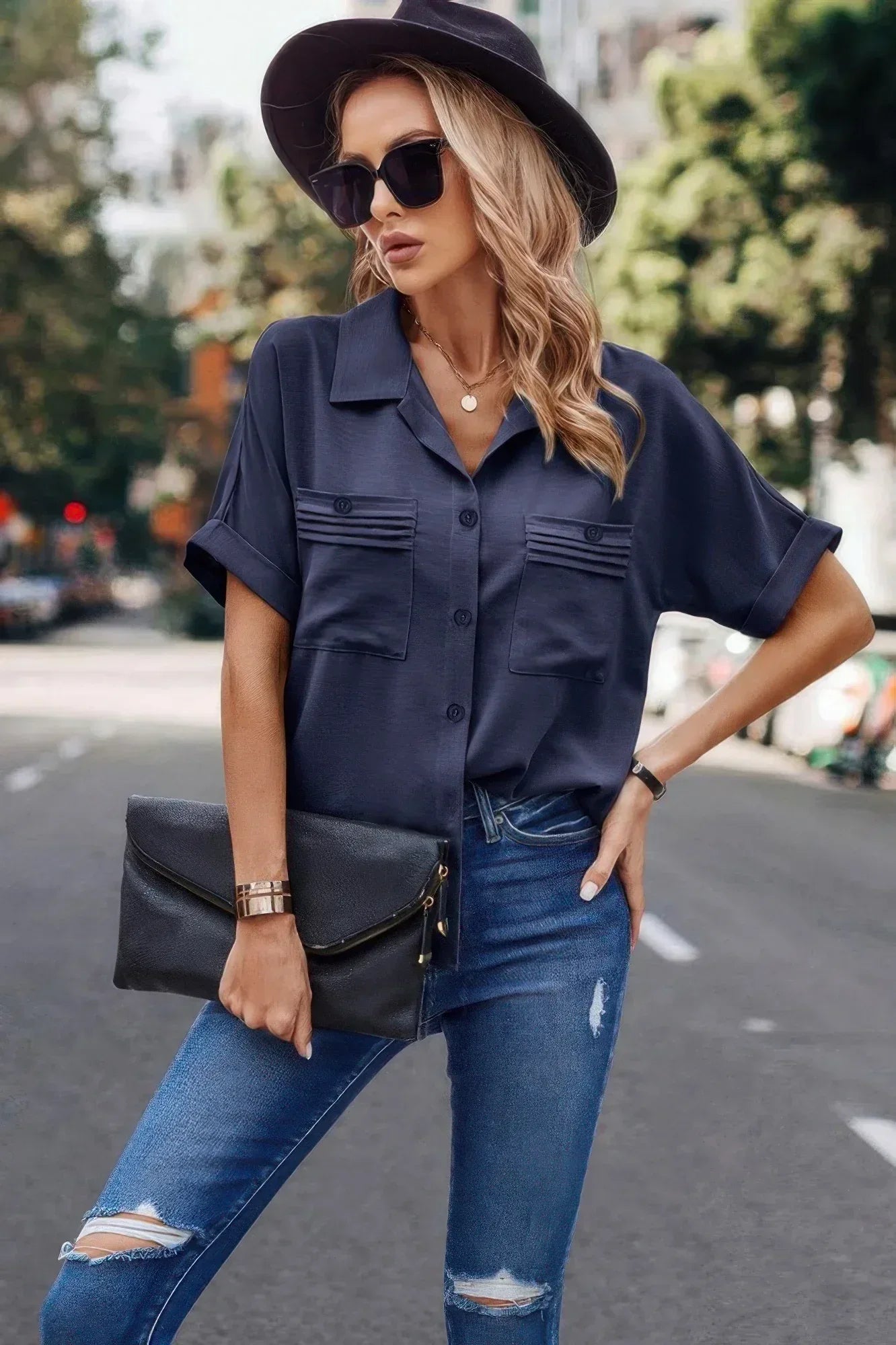 Button Up Open Front Solid Shirt Secondary image