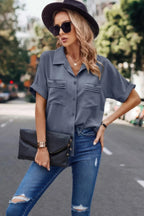 Button Up Open Front Solid Shirt | Mixtshop LLC