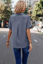 Button Up Open Front Solid Shirt | Mixtshop LLC