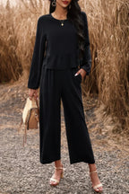 Two Pieces Button Back Ruffle Plain Pocket Sets | Mixtshop LLC