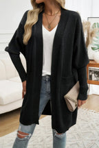 Knit Open Front Bishop Sleeves Pockets Cardigan | Mixtshop LLC